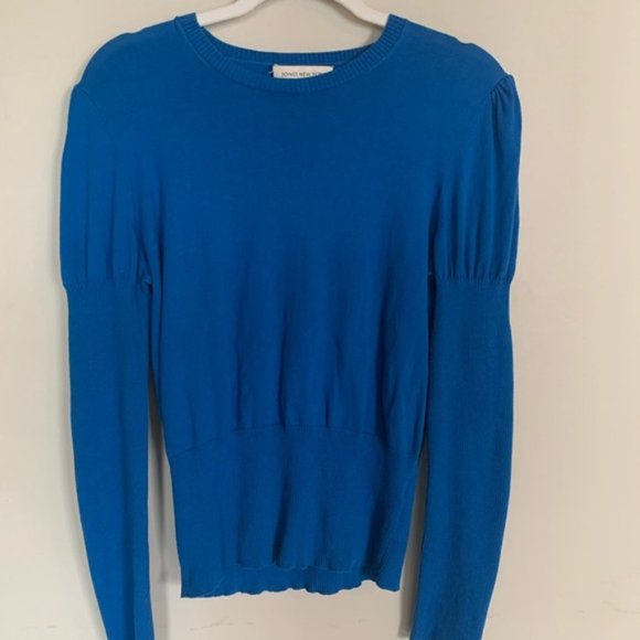 Sweaters - Jones New York royal blue puff sleeve sweater top size L